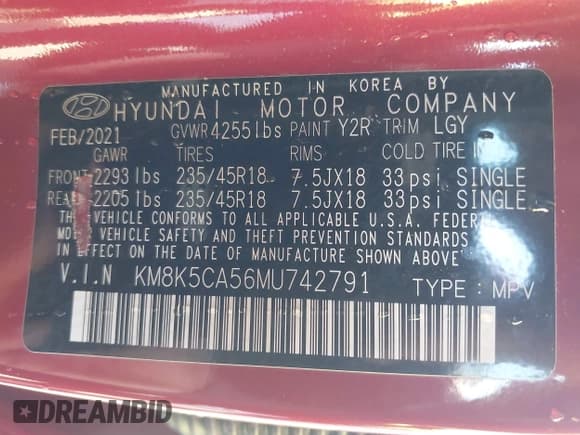 ✅ 2021 Hyundai Kona Ultimate • VIN: KM8K5CA56MU742791 • Лот: 43070025. Опубликован ранее на IAAI с пробегом 72 570 миль. Бесплатный доступ к архиву аукционных продаж из США и подробный отчёт об истории автомобиля на DreamBid. Изображение 9.