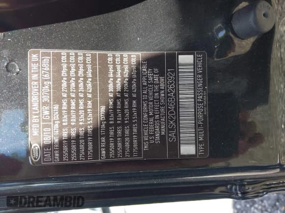 ✅ 2011 Land Rover Range Rover Sport HSE Lux • VIN: SALSK2D46BA263921 • Lot: 43134754. Listed on IAAI with 88,878 mi. Free auction sales archive from the USA and detailed vehicle history report at DreamBid. Image 9.