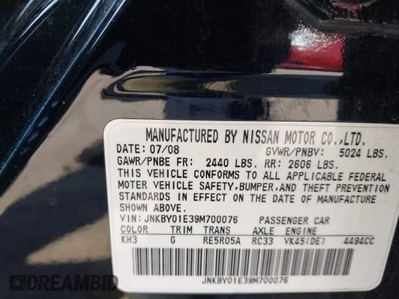 ✅ 2009 Infiniti M • VIN: JNKBY01E39M700076 • Lot: 43230832. Listed on IAAI with 128,325 mi. Free auction sales archive from the USA and detailed vehicle history report at DreamBid. Image 9.