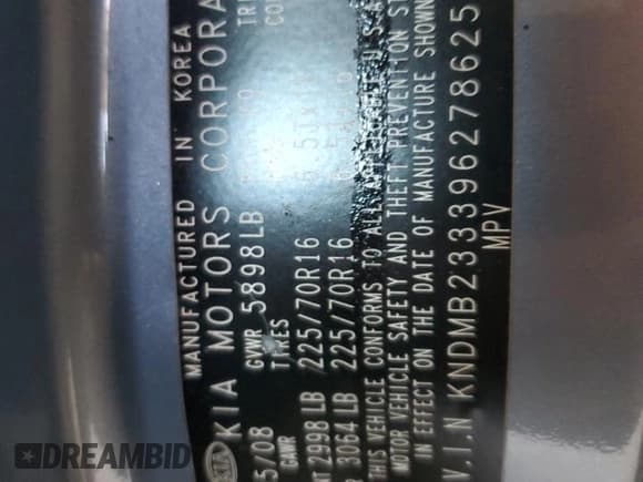 ✅ 2009 Kia Sedona EX • VIN: KNDMB233396278625 • Lot: 84774145. Wystawiony na Copart z przebiegiem 223 561 mil. Bezpłatny archiwum sprzedaży aukcyjnych z USA i szczegółowy raport historii pojazdu na DreamBid. Zdjęcie 13.