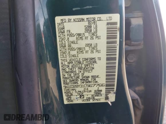 ✅ 2001 Nissan Xterra SE • VIN: 5N1ED28Y31C567766 • Lot: 43650656. Listed on IAAI with 269,280 mi. Free auction sales archive from the USA and detailed vehicle history report at DreamBid. Image 9.