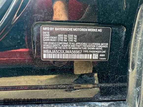 ✅ 2018 BMW 5 Series 530i • VIN: WBAJA5C5XJWA56967 • Лот: 95072665. Опубликован ранее на Copart с пробегом 131 824 миль. Бесплатный доступ к архиву аукционных продаж из США и подробный отчёт об истории автомобиля на DreamBid. Изображение 10.