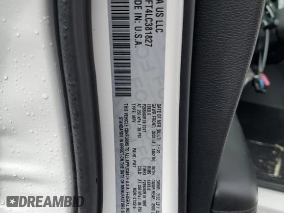 ✅ 2020 Dodge Durango Pursuit • VIN: 1C4SDJFT4LC381827 • Lot: 56859795. Wystawiony na Copart z przebiegiem 73 138 mil. Bezpłatny archiwum sprzedaży aukcyjnych z USA i szczegółowy raport historii pojazdu na DreamBid. Zdjęcie 13.