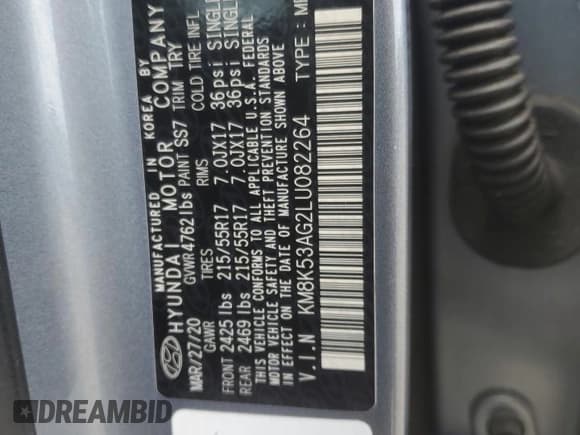 ✅ 2020 Hyundai Kona Ultimate • VIN: KM8K53AG2LU082264 • Лот: 61869164. Опубликован ранее на Copart с пробегом 28 408 миль. Бесплатный доступ к архиву аукционных продаж из США и подробный отчёт об истории автомобиля на DreamBid. Изображение 14.