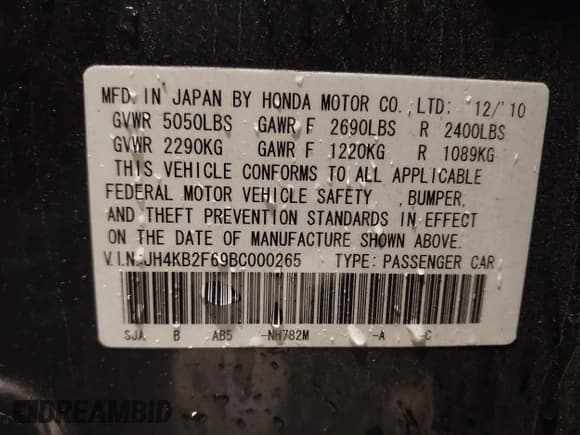 ✅ 2011 Acura RL Technology • VIN: JH4KB2F69BC000265 • Lot: 41516753. Listed on IAAI with 133,381 mi. Free auction sales archive from the USA and detailed vehicle history report at DreamBid. Image 9.