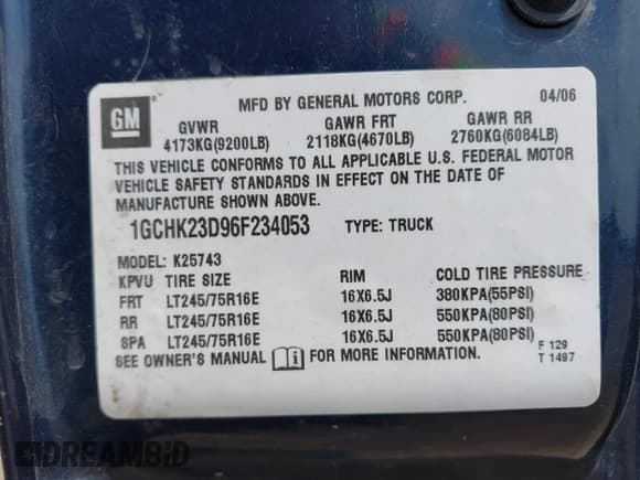 ✅ 2006 Chevrolet Silverado 2500HD LT3 • VIN: 1GCHK23D96F234053 • Лот: 42870148. Опубликован ранее на IAAI с пробегом 289 362 миль. Бесплатный доступ к архиву аукционных продаж из США и подробный отчёт об истории автомобиля на DreamBid. Изображение 9.