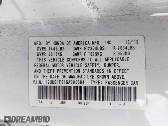 ✅ 2016 Acura TLX • VIN: 19UUB1F31GA000694 • Лот: 43074487. Опубликован ранее на IAAI с пробегом 136 160 миль. Бесплатный доступ к архиву аукционных продаж из США и подробный отчёт об истории автомобиля на DreamBid. Изображение 9.