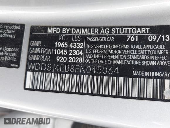 ✅ 2014 Mercedes-Benz CLA 250 • VIN: WDDSJ4EB8EN045064 • Lot: 42717372. Wystawiony na IAAI z przebiegiem 177 456 mil. Bezpłatny archiwum sprzedaży aukcyjnych z USA i szczegółowy raport historii pojazdu na DreamBid. Zdjęcie 9.