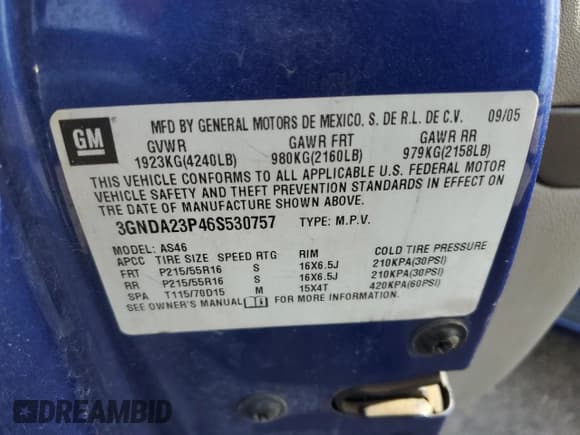 ✅ 2006 Chevrolet HHR LT • VIN: 3GNDA23P46S530757 • Lot: 45194825. Listed on Copart with 181,024 mi. Free auction sales archive from the USA and detailed vehicle history report at DreamBid. Image 14.