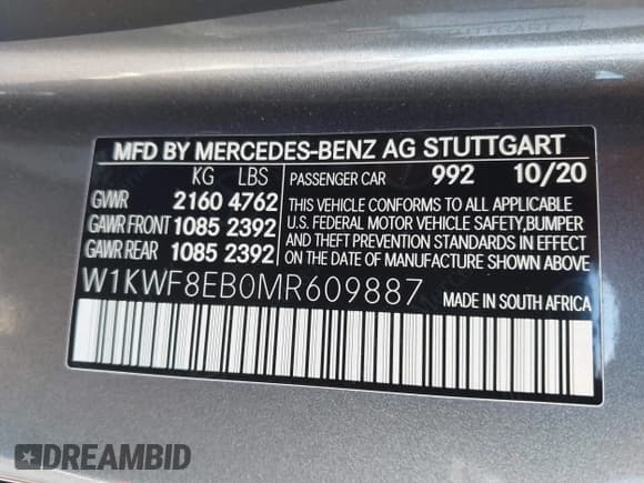 ✅ 2021 Mercedes-Benz C 300 • VIN: W1KWF8EB0MR609887 • Lot: 43008368. Wystawiony na IAAI z przebiegiem 34 868 mil. Bezpłatny archiwum sprzedaży aukcyjnych z USA i szczegółowy raport historii pojazdu na DreamBid. Zdjęcie 9.