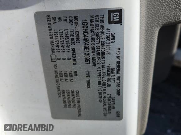 ✅ 2009 Chevrolet Silverado 2500HD Work Truck • VIN: 1GCHC44K49E130957 • Лот: 90856925. Опубликован ранее на Copart с пробегом 231 094 миль. Бесплатный доступ к архиву аукционных продаж из США и подробный отчёт об истории автомобиля на DreamBid. Изображение 12.