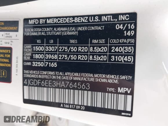 ✅ 2017 Mercedes-Benz GLS 450 • VIN: 4JGDF6EE3HA764563 • Лот: 43695410. Опубликован ранее на IAAI с пробегом 130 797 миль. Бесплатный доступ к архиву аукционных продаж из США и подробный отчёт об истории автомобиля на DreamBid. Изображение 9.