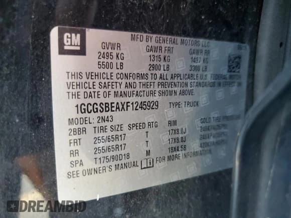 ✅ 2015 Chevrolet Colorado 2WD LT • VIN: 1GCGSBEAXF1245929 • Лот: 82724305. Опубликован ранее на Copart с пробегом 236 741 миль. Бесплатный доступ к архиву аукционных продаж из США и подробный отчёт об истории автомобиля на DreamBid. Изображение 12.