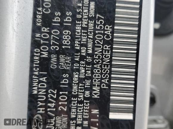 ✅ 2022 Hyundai Venue SE • VIN: KMHRB8A35NU201557 • Lot: 83431004. Listed on Copart with 19,043 mi. Free auction sales archive from the USA and detailed vehicle history report at DreamBid. Image 12.