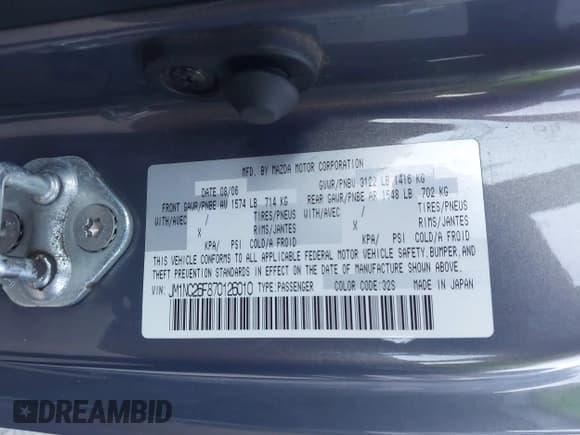 ✅ 2007 Mazda MX-5 Miata Grand Touring • VIN: JM1NC26F870126010 • Lot: 43847751. Listed on IAAI with 171,868 mi. Free auction sales archive from the USA and detailed vehicle history report at DreamBid. Image 9.