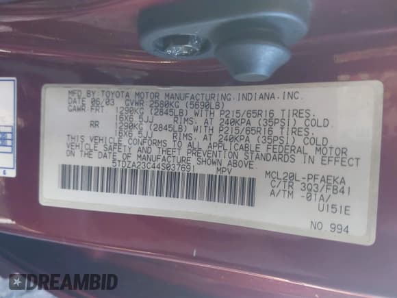 ✅ 2004 Toyota Sienna LE • VIN: 5TDZA23C44S037691 • Lot: 43786683. Wystawiony na IAAI z przebiegiem Nie podano. Bezpłatny archiwum sprzedaży aukcyjnych z USA i szczegółowy raport historii pojazdu na DreamBid. Zdjęcie 9.