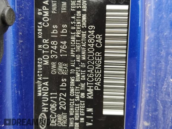 ✅ 2012 Hyundai Veloster w/Red Int • VIN: KMHTC6AD2CU048049 • Lot: 85809854. Wystawiony na Copart z przebiegiem 122 914 mil. Bezpłatny archiwum sprzedaży aukcyjnych z USA i szczegółowy raport historii pojazdu na DreamBid. Zdjęcie 12.