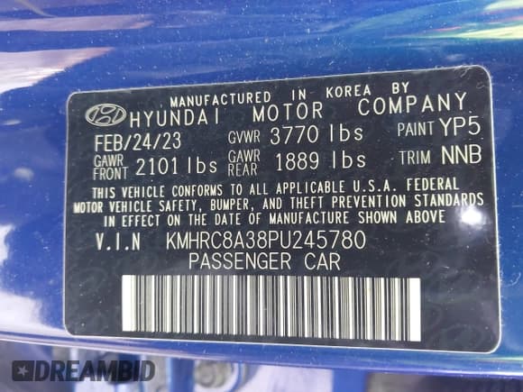 ✅ 2023 Hyundai Venue Limited • VIN: KMHRC8A38PU245780 • Lot: 41679927. Listed on IAAI with 24,281 mi. Free auction sales archive from the USA and detailed vehicle history report at DreamBid. Image 9.