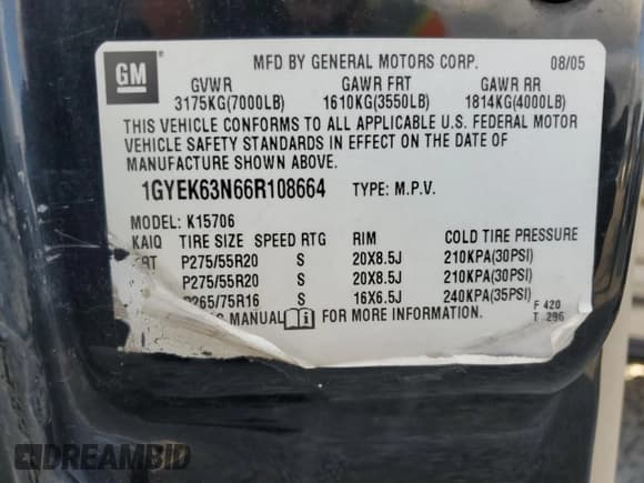 ✅ 2006 Cadillac Escalade • VIN: 1GYEK63N66R108664 • Lot: 90414085. Wystawiony na Copart z przebiegiem 200 108 mil. Bezpłatny archiwum sprzedaży aukcyjnych z USA i szczegółowy raport historii pojazdu na DreamBid. Zdjęcie 13.