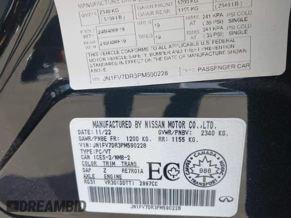 ✅ 2023 Infiniti Q50 Red Sport 400 • VIN: JN1FV7DR3PM590228 • Lot: 43105833. Listed on IAAI with 9,228 mi. Free auction sales archive from the USA and detailed vehicle history report at DreamBid. Image 9.