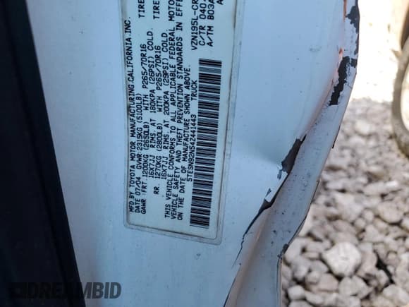 ✅ 2004 Toyota Tacoma PreRunner • VIN: 5TESN92N54Z441443 • Лот: 91913905. Опубликован ранее на Copart с пробегом 240 390 миль. Бесплатный доступ к архиву аукционных продаж из США и подробный отчёт об истории автомобиля на DreamBid. Изображение 12.