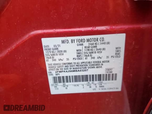 ✅ 2021 Ford Edge SEL • VIN: 2FMPK4J96MBA03207 • Лот: 82736255. Опубликован ранее на Copart с пробегом 52 087 миль. Бесплатный доступ к архиву аукционных продаж из США и подробный отчёт об истории автомобиля на DreamBid. Изображение 13.