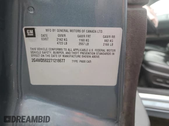 ✅ 2007 Buick LaCrosse CXL • VIN: 2G4WD582271218677 • Lot: 92190195. Listed on Copart with 101,909 mi. Free auction sales archive from the USA and detailed vehicle history report at DreamBid. Image 12.