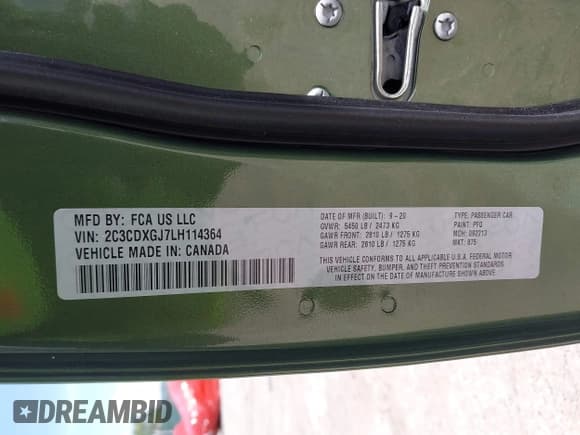 ✅ 2020 Dodge Charger Scat Pack • VIN: 2C3CDXGJ7LH114364 • Lot: 42318946. Listed on IAAI with 37,382 mi. Free auction sales archive from the USA and detailed vehicle history report at DreamBid. Image 9.