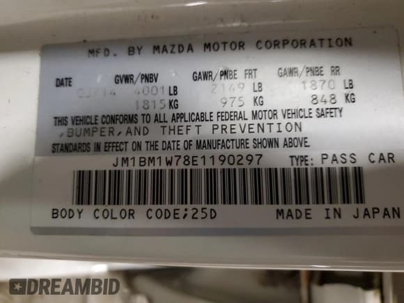 ✅ 2014 Mazda 3 i Grand Touring • VIN: JM1BM1W78E1190297 • Лот: 86597965. Опубликован ранее на Copart с пробегом 110 326 миль. Бесплатный доступ к архиву аукционных продаж из США и подробный отчёт об истории автомобиля на DreamBid. Изображение 12.