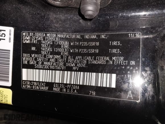 ✅ 2017 Toyota Sienna XLE • VIN: 5TDDZ3DC1HS156781 • Lot: 41457089. Listed on IAAI with 189,921 mi. Free auction sales archive from the USA and detailed vehicle history report at DreamBid. Image 9.