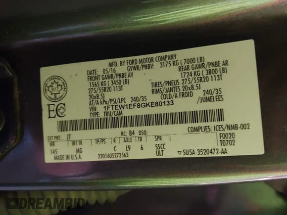 ✅ 2016 Ford F-150 XLT • VIN: 1FTEW1EF8GKE80133 • Lot: 43279399. Listed on IAAI with 162,195 mi. Free auction sales archive from the USA and detailed vehicle history report at DreamBid. Image 9.