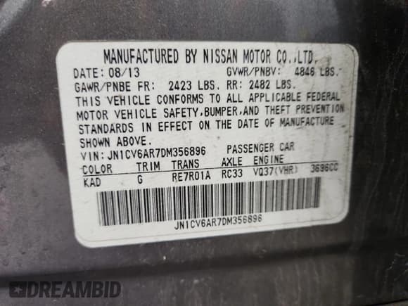 ✅ 2013 Infiniti G37 x • VIN: JN1CV6AR7DM356896 • Lot: 84658655. Wystawiony na Copart z przebiegiem 99 999 mil. Bezpłatny archiwum sprzedaży aukcyjnych z USA i szczegółowy raport historii pojazdu na DreamBid. Zdjęcie 13.