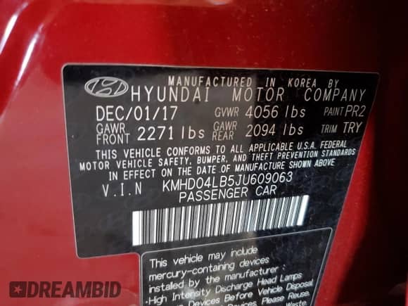 2018 Hyundai Elantra Sport with VIN KMHD04LB5JU609063, listed as a Copart auction lot 87266855 with 108,429 mi miles and Salvage title. Bid and sale history available at DreamBid. Image 12.