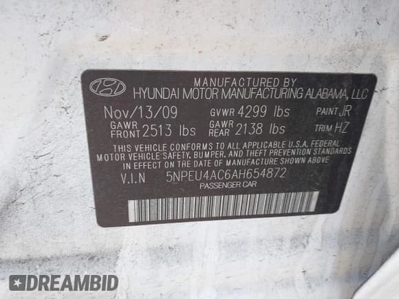 ✅ 2010 Hyundai Sonata Limited • VIN: 5NPEU4AC6AH654872 • Лот: 41532862. Опубликован ранее на IAAI с пробегом 74 926 миль. Бесплатный доступ к архиву аукционных продаж из США и подробный отчёт об истории автомобиля на DreamBid. Изображение 9.