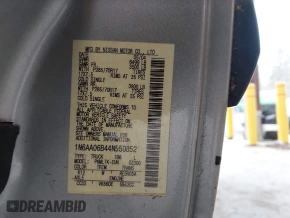 ✅ 2004 Nissan Titan SE • VIN: 1N6AA06B44N550852 • Lot: 43826911. Listed on IAAI with 143,945 mi. Free auction sales archive from the USA and detailed vehicle history report at DreamBid. Image 9.