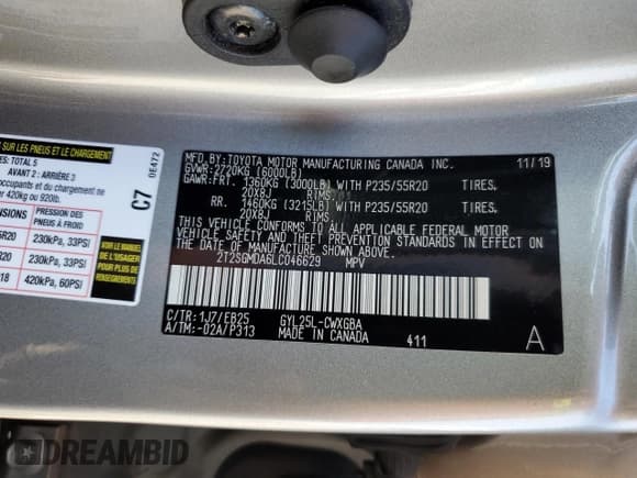 ✅ 2020 Lexus RX 450h F Sport • VIN: 2T2SGMDA6LC046629 • Lot: 69155065. Listed on Copart with 72,202 mi. Free auction sales archive from the USA and detailed vehicle history report at DreamBid. Image 14.