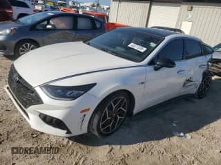 2022 Hyundai Sonata N Line with VIN KMHL14JCXNA229261, listed as a Copart auction lot 43577035 with 86,498 mi miles and Non repairable. Bid and sale history available at DreamBid. Image 1.