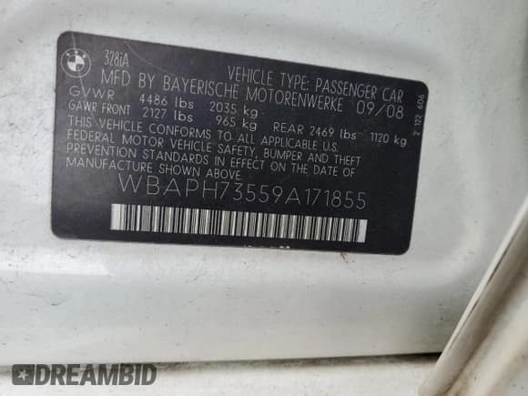 ✅ 2009 BMW 3 Series 328i • VIN: WBAPH73559A171855 • Lot: 91285325. Listed on Copart with 261,391 mi. Free auction sales archive from the USA and detailed vehicle history report at DreamBid. Image 12.