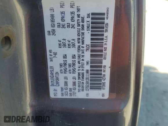 2003 Dodge Dakota with VIN 1D7GG16X13S111000, listed as a Copart auction lot 63535575 with 114,919 mi miles and Clean title. Bid and sale history available at DreamBid. Image 12.