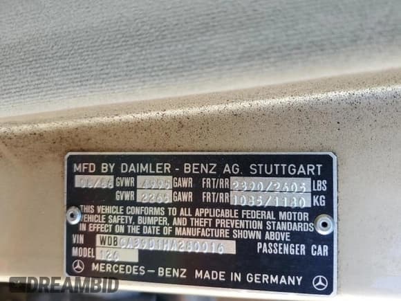 ✅ 1987 Mercedes-Benz 560 • VIN: WDBCA39D1HA280016 • Лот: 46277905. Опубликован ранее на Copart с пробегом 151 078 миль. Бесплатный доступ к архиву аукционных продаж из США и подробный отчёт об истории автомобиля на DreamBid. Изображение 13.