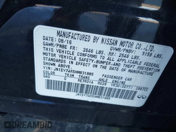 ✅ 2017 Infiniti Q50 Premium • VIN: JN1EV7AR5HM831885 • Lot: 43052933. Wystawiony na IAAI z przebiegiem 93 302 mil. Bezpłatny archiwum sprzedaży aukcyjnych z USA i szczegółowy raport historii pojazdu na DreamBid. Zdjęcie 9.