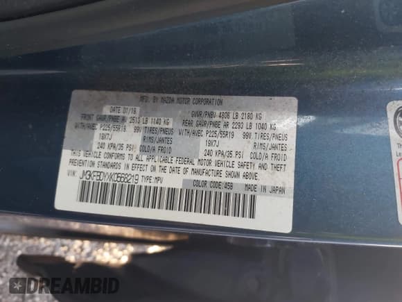 ✅ 2019 Mazda CX-5 Grand Touring Reserve • VIN: JM3KFBDYXK0568219 • Lot: 43619359. Listed on IAAI with 65,252 mi. Free auction sales archive from the USA and detailed vehicle history report at DreamBid. Image 9.