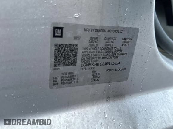 ✅ 2018 Chevrolet Suburban LT • VIN: 1GNSKHKC8JR145624 • Lot: 81198944. Wystawiony na Copart z przebiegiem 112 658 mil. Bezpłatny archiwum sprzedaży aukcyjnych z USA i szczegółowy raport historii pojazdu na DreamBid. Zdjęcie 10.