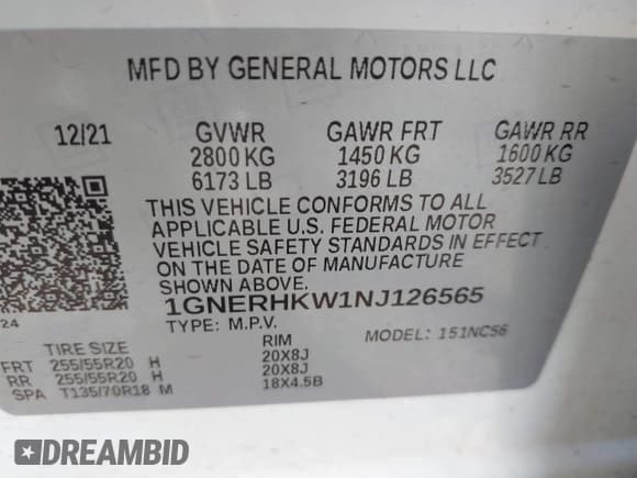 ✅ 2022 Chevrolet Traverse LT • VIN: 1GNERHKW1NJ126565 • Лот: 43231859. Опубликован ранее на IAAI с пробегом 55 091 миль. Бесплатный доступ к архиву аукционных продаж из США и подробный отчёт об истории автомобиля на DreamBid. Изображение 9.