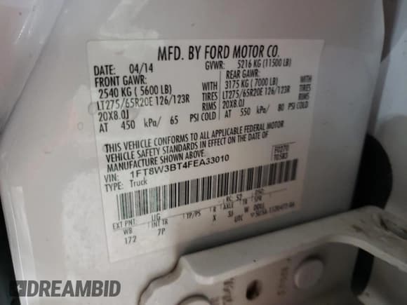 ✅ 2015 Ford F-350 Platinum • VIN: 1FT8W3BT4FEA33010 • Лот: 44379815. Опубликован ранее на Copart с пробегом Не указан. Бесплатный доступ к архиву аукционных продаж из США и подробный отчёт об истории автомобиля на DreamBid. Изображение 13.