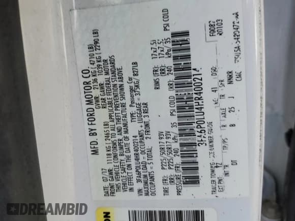 ✅ 2017 Ford Fusion Hybrid SE • VIN: 3FA6P0LU4HR400214 • Lot: 90669125. Wystawiony na Copart z przebiegiem Nie podano. Bezpłatny archiwum sprzedaży aukcyjnych z USA i szczegółowy raport historii pojazdu na DreamBid. Zdjęcie 12.