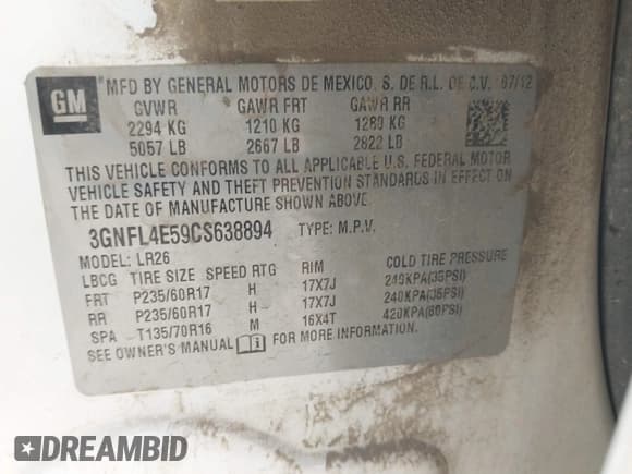 ✅ 2012 Chevrolet Captiva Sport LTZ • VIN: 3GNFL4E59CS638894 • Lot: 43439898. Wystawiony na IAAI z przebiegiem 223 963 mil. Bezpłatny archiwum sprzedaży aukcyjnych z USA i szczegółowy raport historii pojazdu na DreamBid. Zdjęcie 9.