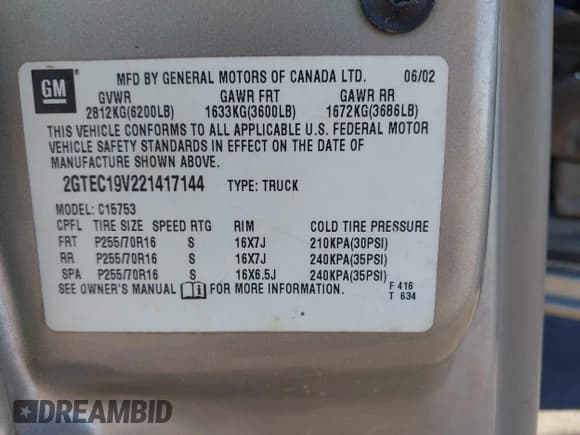 ✅ 2002 GMC Sierra 1500 SLE • VIN: 2GTEC19V221417144 • Лот: 43571358. Опубликован ранее на IAAI с пробегом 137 971 миль. Бесплатный доступ к архиву аукционных продаж из США и подробный отчёт об истории автомобиля на DreamBid. Изображение 9.