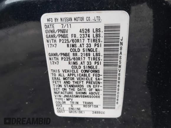 ✅ 2011 Nissan Rogue S • VIN: JN8AS5MV6BW690066 • Lot: 43564016. Listed on IAAI with 147,405 mi. Free auction sales archive from the USA and detailed vehicle history report at DreamBid. Image 9.