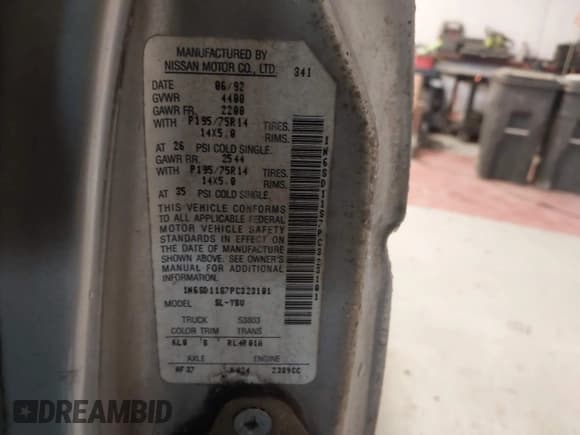 ✅ 1993 Nissan Frontier • VIN: 1N6SD11S7PC323101 • Lot: 41515027. Listed on IAAI with 178,818 mi. Free auction sales archive from the USA and detailed vehicle history report at DreamBid. Image 9.